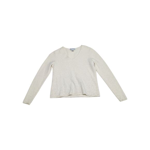 Tommy Bahama Serena Ombre Foil Leopard Print Sweater Cashmere Wool White Gold - Picture 2 of 6